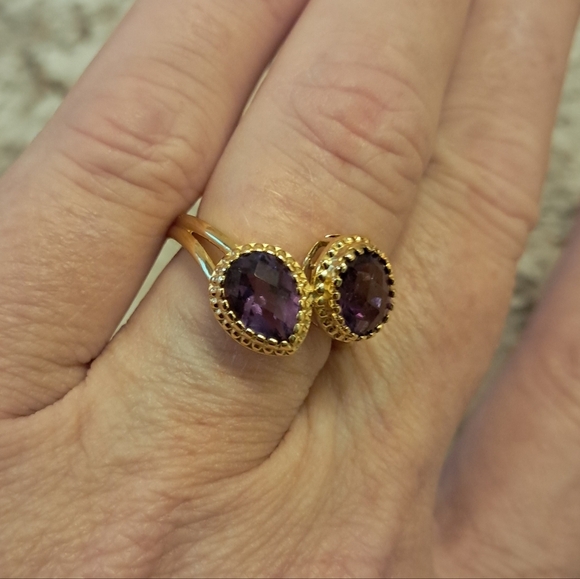 Premium Natural Amethyst Bypass Ring - Picture 5 of 7